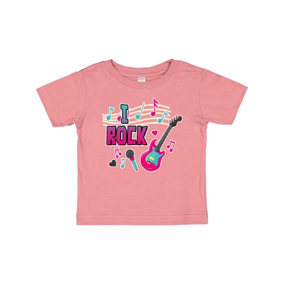 Inktastic I Rock with Guitar Microphone and Music Notes Boys or Girls Baby T-Shirt