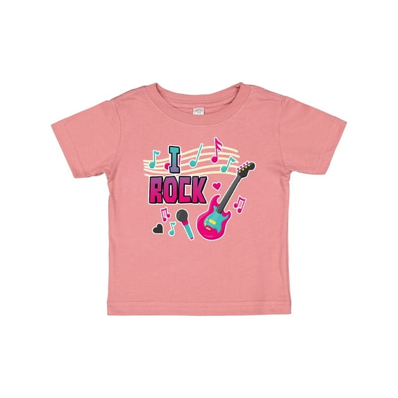 Inktastic I Rock with Guitar Microphone and Music Notes Boys or Girls Baby T-Shirt