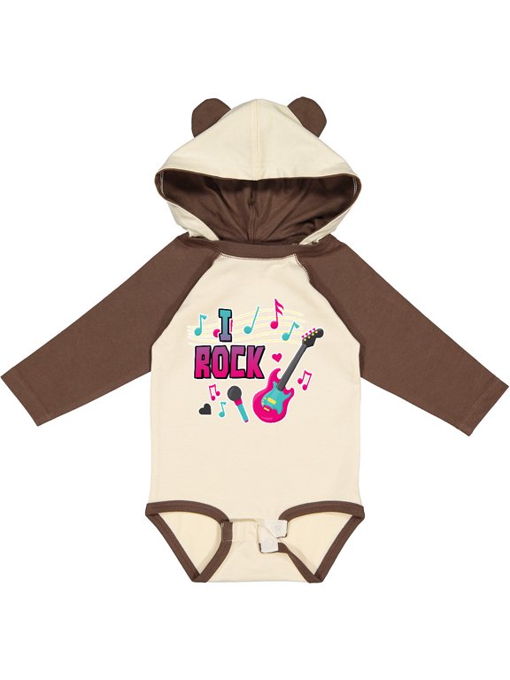 Inktastic I Rock with Guitar Microphone and Music Notes Boys or Girls Long Sleeve Baby Bodysuit