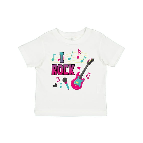 Inktastic I Rock with Guitar Microphone and Music Notes Boys or Girls Toddler T-Shirt