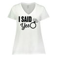 thumbnail image 1 of Inktastic I Said Yes with Engagement Ring Women's Plus Size V-Neck T-Shirt, 1 of 5