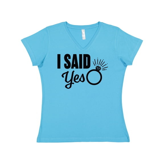 Inktastic I Said Yes with Engagement Ring Women's V-Neck T-Shirt