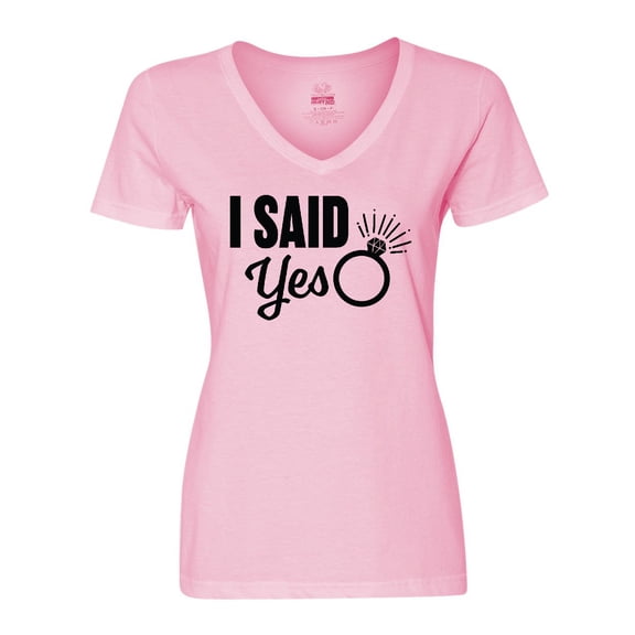 Inktastic I Said Yes with Engagement Ring Women's V-Neck T-Shirt