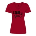 thumbnail image 1 of Inktastic I Said Yes with Engagement Ring Women's V-Neck T-Shirt, 1 of 5