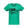 thumbnail image 1 of Inktastic I Said Yes with Engagement Ring Women's V-Neck T-Shirt, 1 of 5