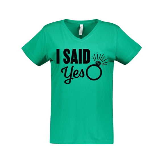 Inktastic I Said Yes with Engagement Ring Women's V-Neck T-Shirt