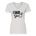 thumbnail image 1 of Inktastic I Said Yes with Engagement Ring Women's V-Neck T-Shirt, 1 of 5