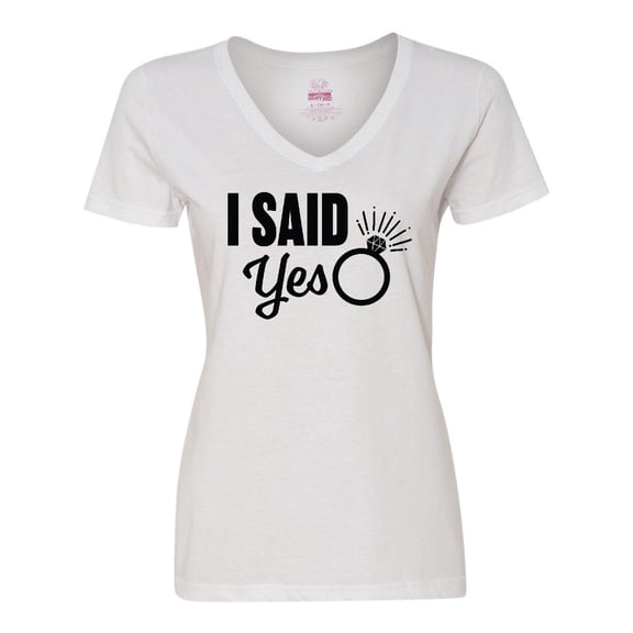 Inktastic I Said Yes with Engagement Ring Women's V-Neck T-Shirt