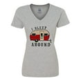 thumbnail image 1 of Inktastic I Sleep Around Stylish Camper Women's V-Neck T-Shirt, 1 of 5