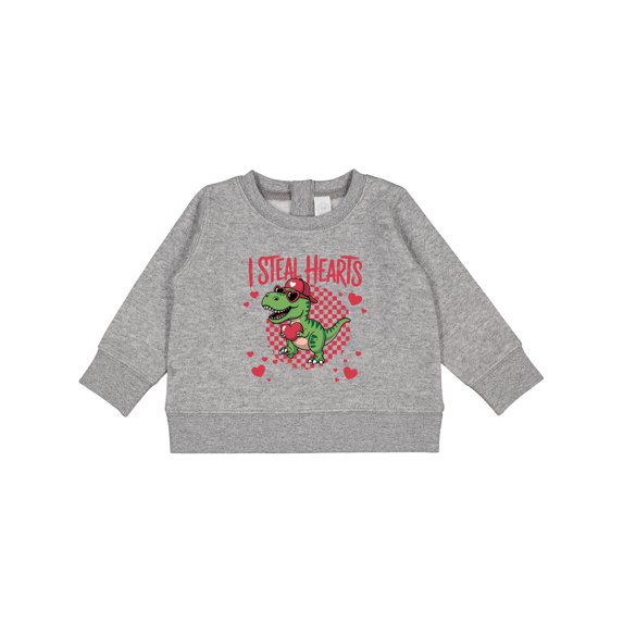 Inktastic I Steal Hearts Dinosaur Valentine's Day Baby Sweatshirt