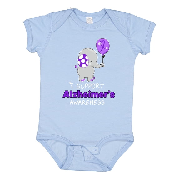 Inktastic I Support Alzheimer's Awareness Elephant with Balloon Boys or Girls Baby Bodysuit