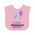 thumbnail image 1 of Inktastic I Support Alzheimer's Awareness Elephant with Purple Balloon Boys or Girls Baby Bib, 1 of 4