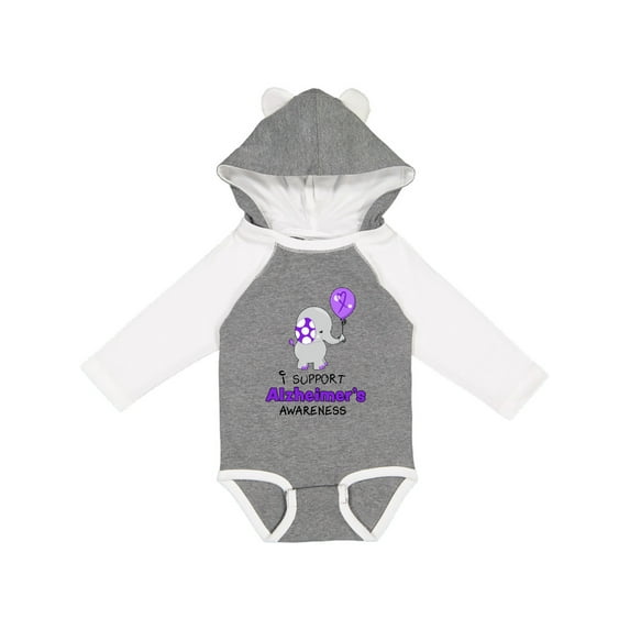 Inktastic I Support Alzheimer's Awareness Elephant with Purple Balloon Boys or Girls Long Sleeve Baby Bodysuit