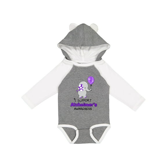 Inktastic I Support Alzheimer's Awareness Elephant with Purple Balloon Boys or Girls Long Sleeve Baby Bodysuit