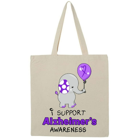 Inktastic I Support Alzheimer's Awareness Elephant with Purple Balloon Tote Bag