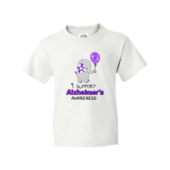 Inktastic I Support Alzheimer's Awareness Elephant with Purple Balloon Youth T-Shirt