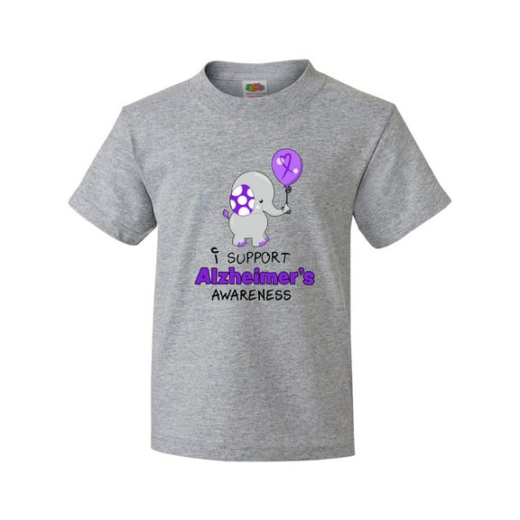 Inktastic I Support Alzheimer's Awareness Elephant with Purple Balloon Youth T-Shirt