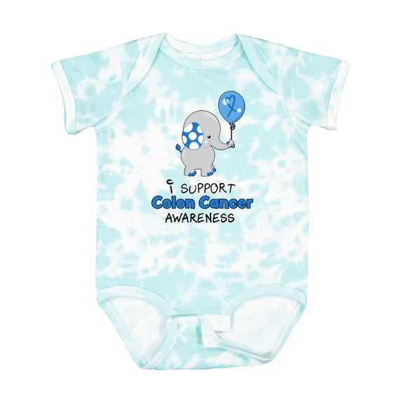 Inktastic I Support Colon Cancer Awareness Elephant with Balloon Boys or Girls Baby Bodysuit