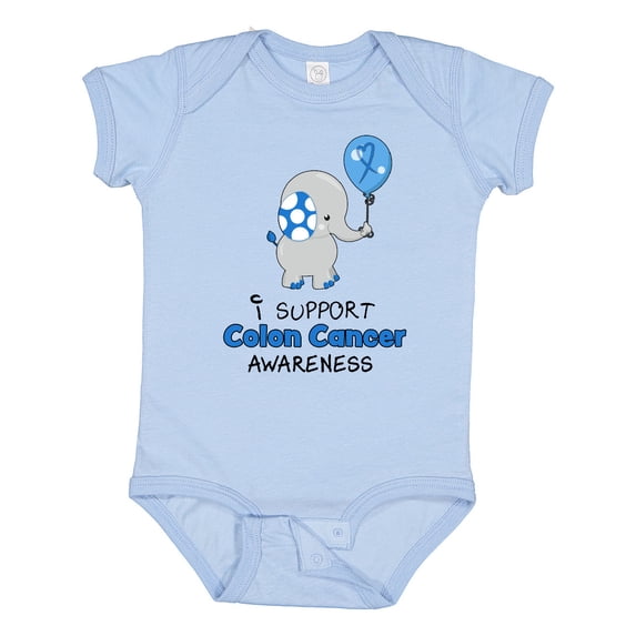 Inktastic I Support Colon Cancer Awareness Elephant with Balloon Boys or Girls Baby Bodysuit