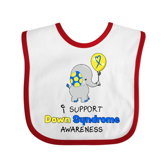 Inktastic I Support Down Syndrome Awareness Elephant with Balloon Boys or Girls Baby Bib