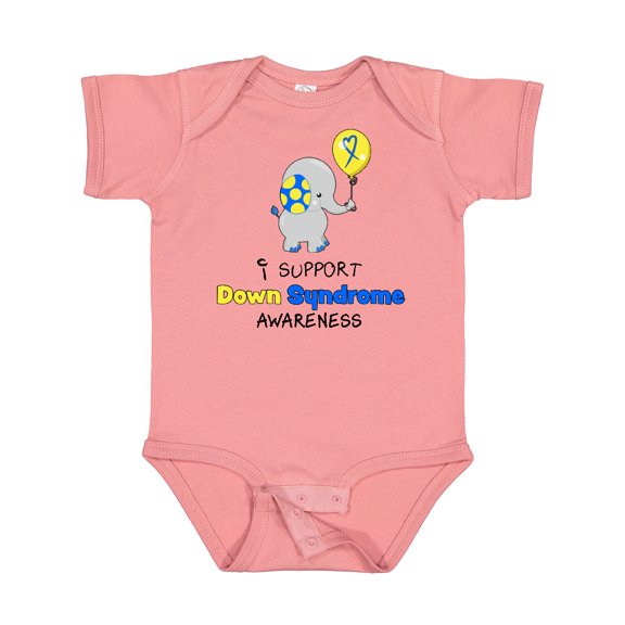 Inktastic I Support Down Syndrome Awareness Elephant with Balloon Boys or Girls Baby Bodysuit