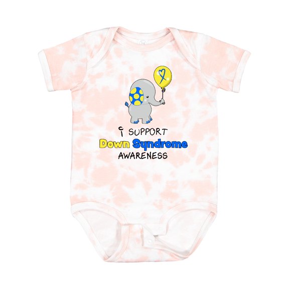 Inktastic I Support Down Syndrome Awareness Elephant with Balloon Boys or Girls Baby Bodysuit