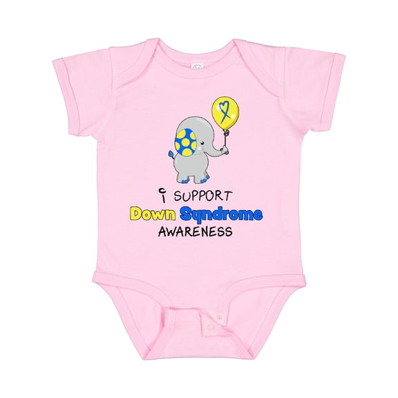 Inktastic I Support Down Syndrome Awareness Elephant with Balloon Boys or Girls Baby Bodysuit