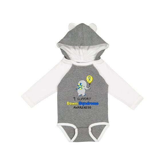 Inktastic I Support Down Syndrome Awareness Elephant with Balloon Boys or Girls Long Sleeve Baby Bodysuit