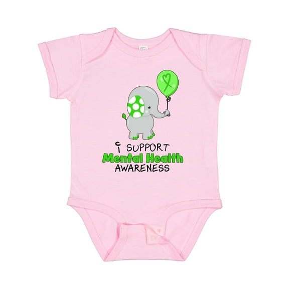 Inktastic I Support Mental Health Awareness Elephant and Balloon Boys or Girls Baby Bodysuit