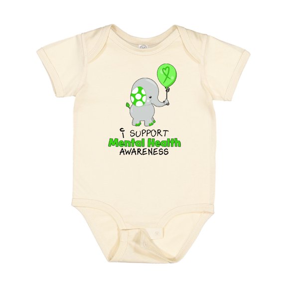 Inktastic I Support Mental Health Awareness Elephant and Balloon Boys or Girls Baby Bodysuit