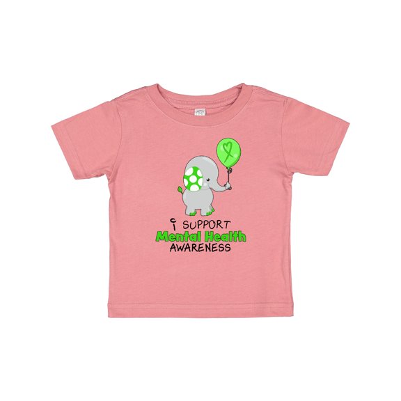 Inktastic I Support Mental Health Awareness Elephant and Balloon Boys or Girls Baby T-Shirt