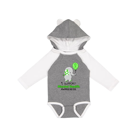Inktastic I Support Mental Health Awareness Elephant and Balloon Boys or Girls Long Sleeve Baby Bodysuit