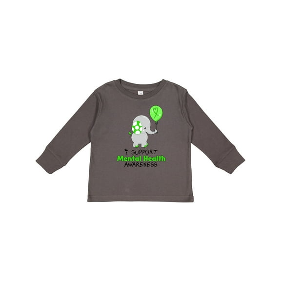 Inktastic I Support Mental Health Awareness Elephant and Balloon Boys or Girls Long Sleeve Toddler T-Shirt