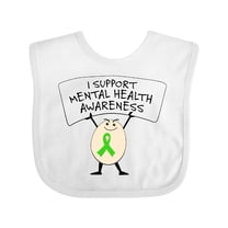 Inktastic I Support Mental Health Awareness green ribbon Boys or Girls Baby Bib