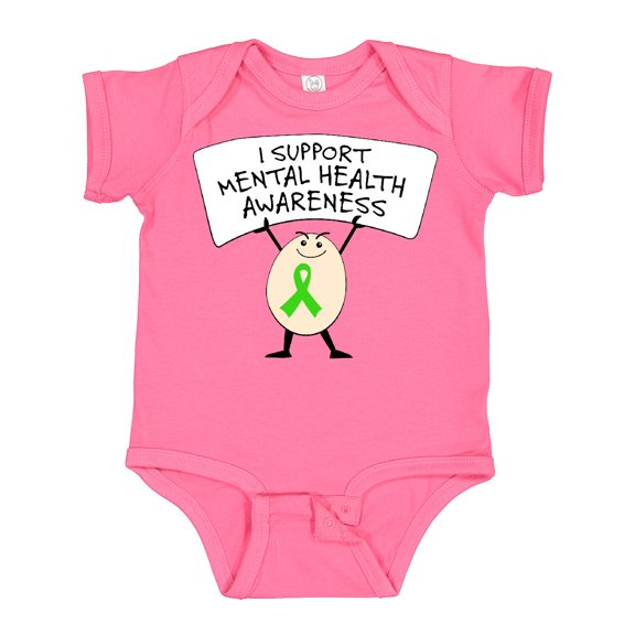 Inktastic I Support Mental Health Awareness green ribbon Boys or Girls Baby Bodysuit