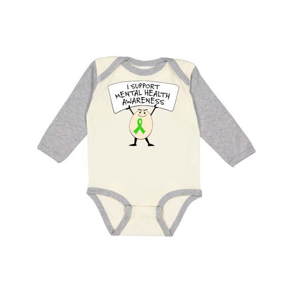 Inktastic I Support Mental Health Awareness green ribbon Boys or Girls Long Sleeve Baby Bodysuit