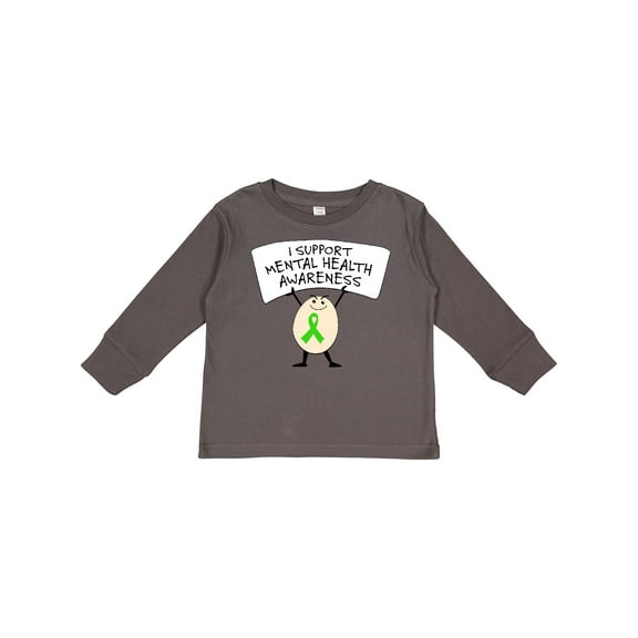 Inktastic I Support Mental Health Awareness green ribbon Boys or Girls Long Sleeve Toddler T-Shirt