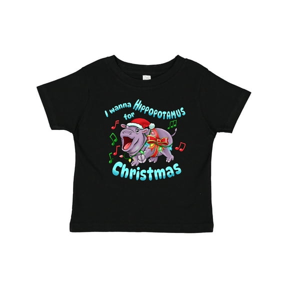 Inktastic I Wanna Hippopotamus for Christmas Boys or Girls Baby T-Shirt