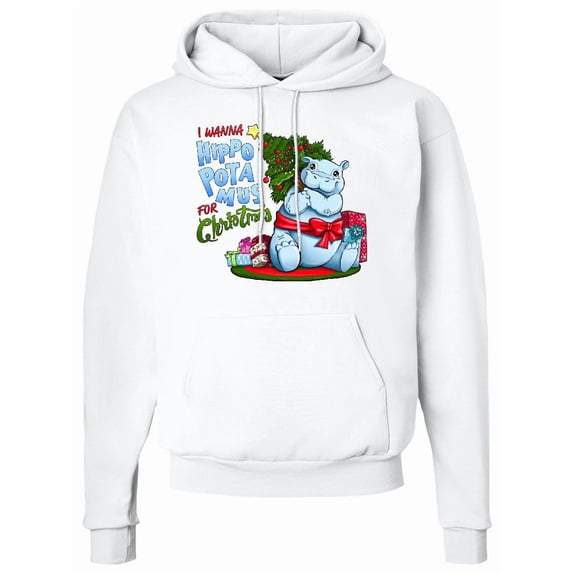 Inktastic I Wanna Hippopotamus for Christmas Cute Hippo Adult Hoodie Sweatshirt