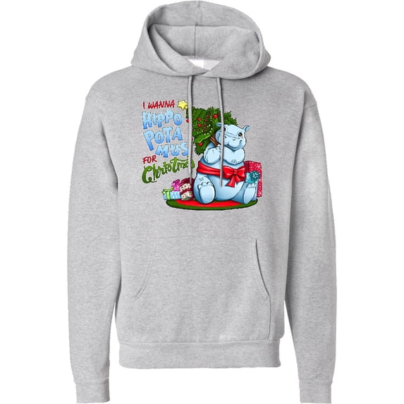 Inktastic I Wanna Hippopotamus for Christmas Cute Hippo Adult Hoodie Sweatshirt