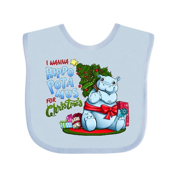 Inktastic I Wanna Hippopotamus for Christmas Cute Hippo Boys or Girls Baby Bib