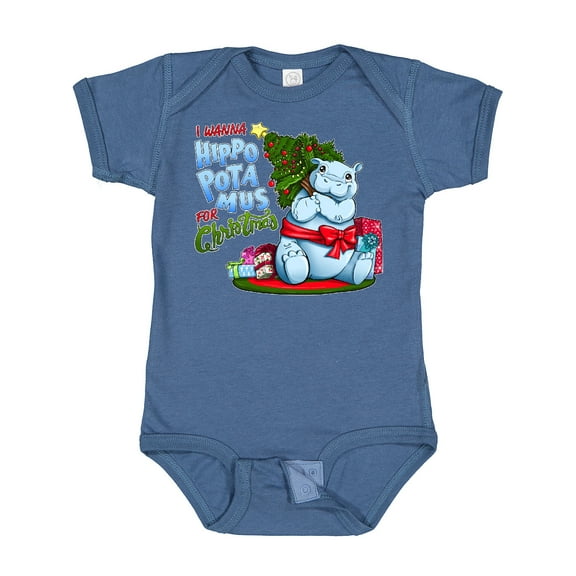 Inktastic I Wanna Hippopotamus for Christmas Cute Hippo Boys or Girls Baby Bodysuit