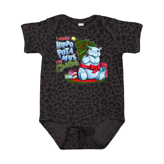 Inktastic I Wanna Hippopotamus for Christmas Cute Hippo Boys or Girls Baby Bodysuit