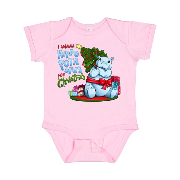 Inktastic I Wanna Hippopotamus for Christmas Cute Hippo Boys or Girls Baby Bodysuit