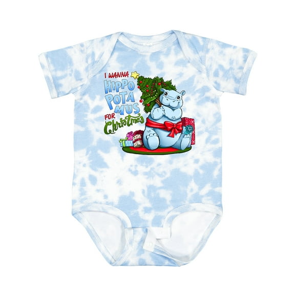 Inktastic I Wanna Hippopotamus for Christmas Cute Hippo Boys or Girls Baby Bodysuit