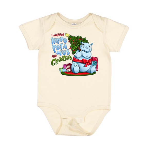 Inktastic I Wanna Hippopotamus for Christmas Cute Hippo Boys or Girls Baby Bodysuit