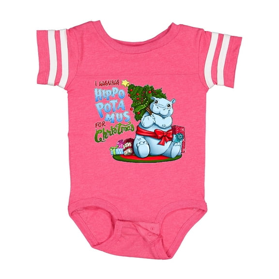 Inktastic I Wanna Hippopotamus for Christmas Cute Hippo Boys or Girls Baby Bodysuit