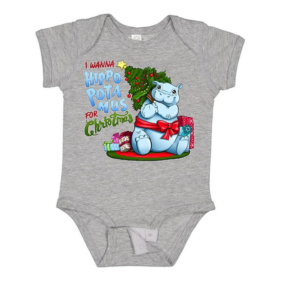 Inktastic I Wanna Hippopotamus for Christmas Cute Hippo Boys or Girls Baby Bodysuit