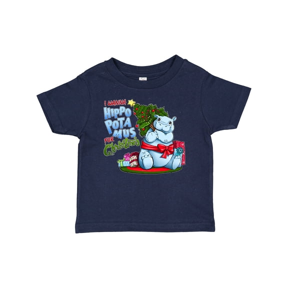Inktastic I Wanna Hippopotamus for Christmas Cute Hippo Boys or Girls Baby T-Shirt