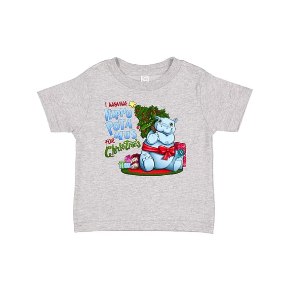 Inktastic I Wanna Hippopotamus for Christmas Cute Hippo Boys or Girls Baby T-Shirt